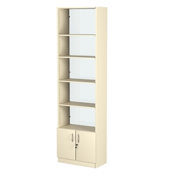 Стеллаж из ДСП с 4-мя полками 300x600 мм серии LEVEL-4 №5-1 (З/C - СТЕКЛО), Крем Вайс