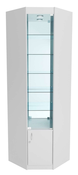 Стеклянная витрина угловая №5-3 из ДСП (задняя стенка зеркало), Серый