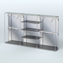 Торговая система ХРОМ (задняя стенка - зеркало) 3600 мм с полками ДСП и поручнями №5, Черный