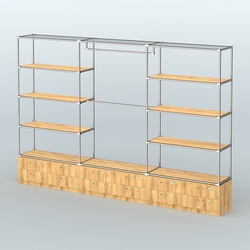 Торговая система ХРОМ без ДСП 3600 мм с тумбами Т14, полками ДСП и поручнями №1, Дуб Золотистый