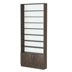 Стеллаж из ДСП с 7-ю полками 200x900 мм серии LEVEL-7 №10-1 (З/C - СТЕКЛО), Дуб Венге