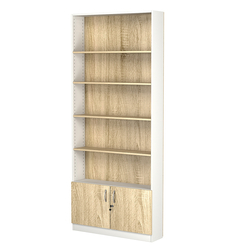 Стеллаж из ДСП с 4-мя полками 200x900 мм серии LEVEL-4 №10 (З/C - ДВП), Белый + Дуб Сонома