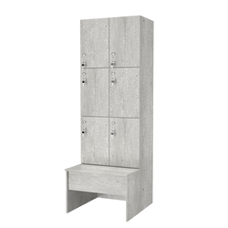 Шкаф для раздевалок со скамейкой КОМБО-Трио №2-1, Метрополитан Грей