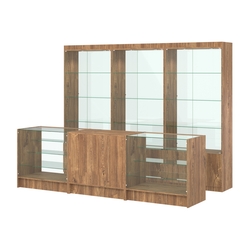 Комплект витрин ЭК-02 и прилавков ЭК-4, Дуб Канзас коричневый