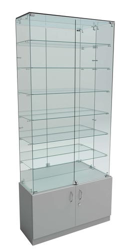 Витрина Истра №34 прямоугольная (задняя стенка - зеркало), Серый