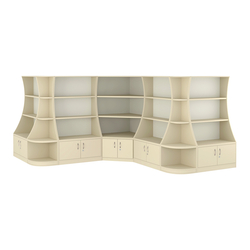 Угловой низкий стеллаж ГАРАНТ №4, Крем Вайс + Белый