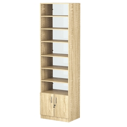 Стеллаж из ДСП с 6-ю полками 400x600 мм серии LEVEL-6 №7-1 (З/C - СТЕКЛО), Дуб Сонома