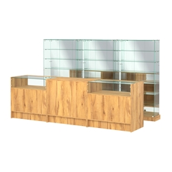 Комплект низких витрин ХП-11 и прилавков ЭК-2, Дуб Золотистый