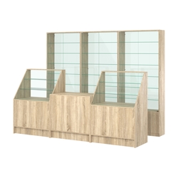 Комплект витрин с регулировочными полками NE-6 №12-1 и прилавков ЭК-7, Дуб сонома