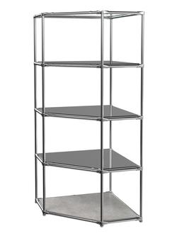 Угловой стеллаж Хром №4 с полками Зеркало 4 мм, Метрополитан Грей