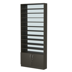 Стеллаж из ДСП с 10-ю полками 200x900 мм серии LEVEL-10 №10-2 (З/C - ЗЕРКАЛО), Черный