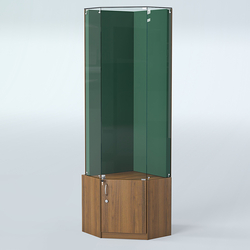 Угловая витрина для медалей ИС-333-А (задняя стенка бархат), Орех