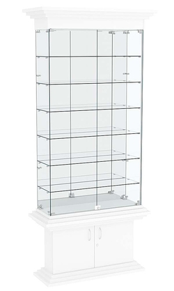 Витрина узкая с 6-ю полками и подсветкой КОЛОСС №32, Белый