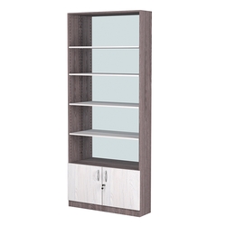 Стеллаж из ДСП с 4-мя полками 250x900 мм серии LEVEL-4 №11-2 (З/C - ЗЕРКАЛО), Ясень Анкор темный + Ясень Анкор светлый