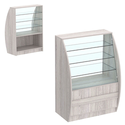 Торговый прилавок со стеклом серии БРИЗ №1-900 широкий, Ясень Анкор светлый - U31104