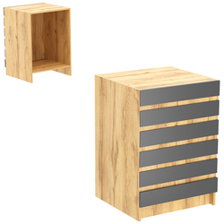 Торговый стол-прилавок с горизонтальными панелями №5Э, Дуб Золотистый и Темно-Серый