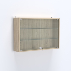 Витрина настенная №203-1А широкая со стеклянными полками, Дуб Сонома