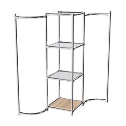 Хромированное вешало ВОЛНА №1-4 с зеркальными полками 4мм, Дуб Сонома