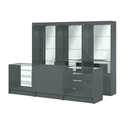 Комплект витрин ЭК-03 и прилавков ЭК-4, Темно-Серый