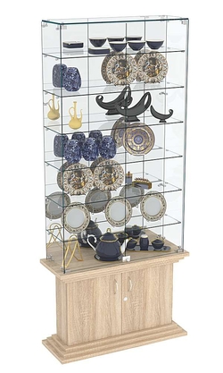 Витрина узкая с 6-ю полками зеркальная ЦИТАДЕЛЬ №34, Дуб сонома