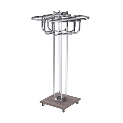 Торговое хромированное вешало с усиленными поручнями СЕКТОР №4, Ясень Анкор темный - U31105