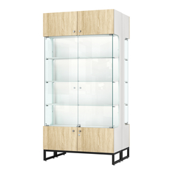 Витрина Монти №5-П двусторонняя, Белый + Дуб Сонома