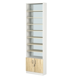 Стеллаж из ДСП с 7-ю полками 200x600 мм серии LEVEL-7 №3-2 (З/C - ЗЕРКАЛО), Белый + Дуб Сонома