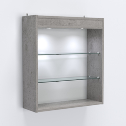 Витрина настенная №201-3Г открытая с подсветкой, Бетон Чикаго светло-серый F186 ST9