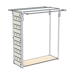 Хромированный стенд-вешало ETD-11 №1-1 (торец-ЭП) с полкой стекло 6мм, Крем Вайс