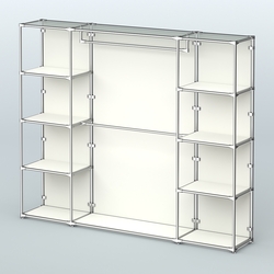 Торговая система ХРОМ (задняя стенка - ДСП) 2430 мм с полками ДСП и поручнями №3, Белый