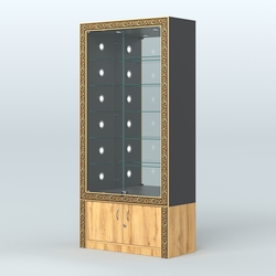 Витрина центральная с декором №ВБА-503С, Черный и Дуб Золотистый U1148