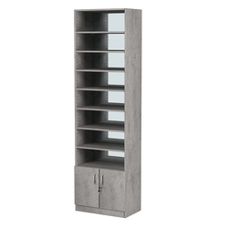 Стеллаж из ДСП с 8-ю полками 350x600 мм серии LEVEL-8 №6-2 (З/C - ЗЕРКАЛО), Бетон Чикаго светло-серый F186 ST9