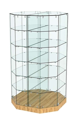 Стеклянная островная низкая с пятью полками витрина Хит Продаж №855-О, Дуб Золотистый