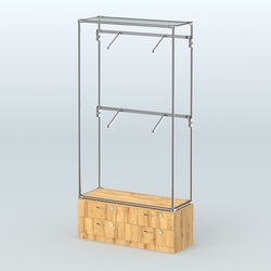 Торговая система ХРОМ без ДСП 1200 мм №3-2 с тумбой Т-14 и поручнями, Дуб Золотистый