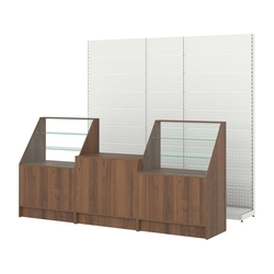 Комплект металлических стеллажей с перфорацией и прилавков ЭК-7, Орех