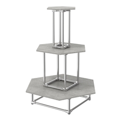 Торговый хромированный остров ПИРАМИДА №7 (полки ДСП 16мм), Метрополитан Грей