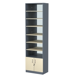 Стеллаж из ДСП с 6-ю полками 350x600 мм серии LEVEL-6 №6-2 (З/C - ЗЕРКАЛО), Темно-серый + Крем Вайс