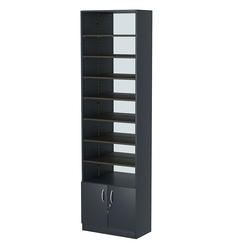 Стеллаж из ДСП с 8-ю полками 300x600 мм серии LEVEL-8 №5-2 (З/C - ЗЕРКАЛО), Антрацит