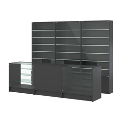 Комплект витрин с наклонными полками SL-6 №12 и прилавков ЭК-4, Черный