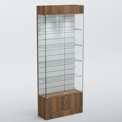 Витрина СЕТЬ №4-П с экономпанелью и полками, Орех