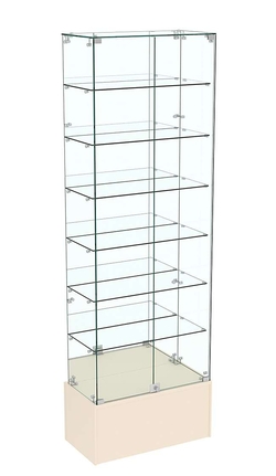 Узкая витрина с зеркальной стенкой ИСТРА №36-600, Крем Вайс