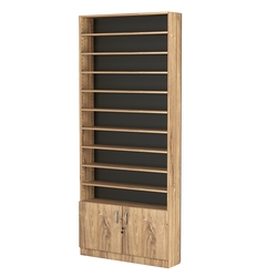 Стеллаж из ДСП с 10-ю полками 200x900 мм серии LEVEL-10 №10 (З/C - ДВП), Дуб Канзас коричневый