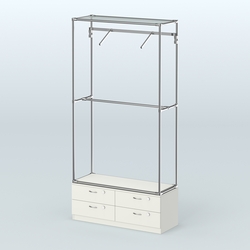 Торговая система ХРОМ без ДСП 1200 мм №4-2 с тумбой Т-14 и поручнями, Белый