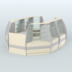 Торговый островок из стекла и дсп БРИЗ средний №3, Серый + Крем Вайс