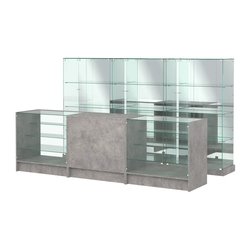Комплект низких витрин ХП-07 и прилавков ЭК-4, Бетон Чикаго светло-серый F186 ST9