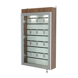 Витрина настенная №2-2Б с эконом панелью и верхней подсветкой серии Collecto, Орех