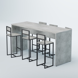 Комплект барный стол "Кофе-брейк" №2 и стулья, Метрополитан Грей