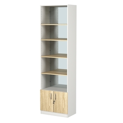 Стеллаж из ДСП с 4-мя полками 350x600 мм серии LEVEL-4 №6-2 (З/C - ЗЕРКАЛО), Белый + Дуб Сонома