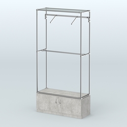 Торговая система ХРОМ без ДСП 1200 мм №4-4 с тумбой Т-21 и поручнями, Метрополитан Грей