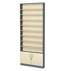 Стеллаж из ДСП с 8-ю полками 100x900 мм серии LEVEL-8 №8 (З/C - ДВП), Темно-серый + Крем Вайс